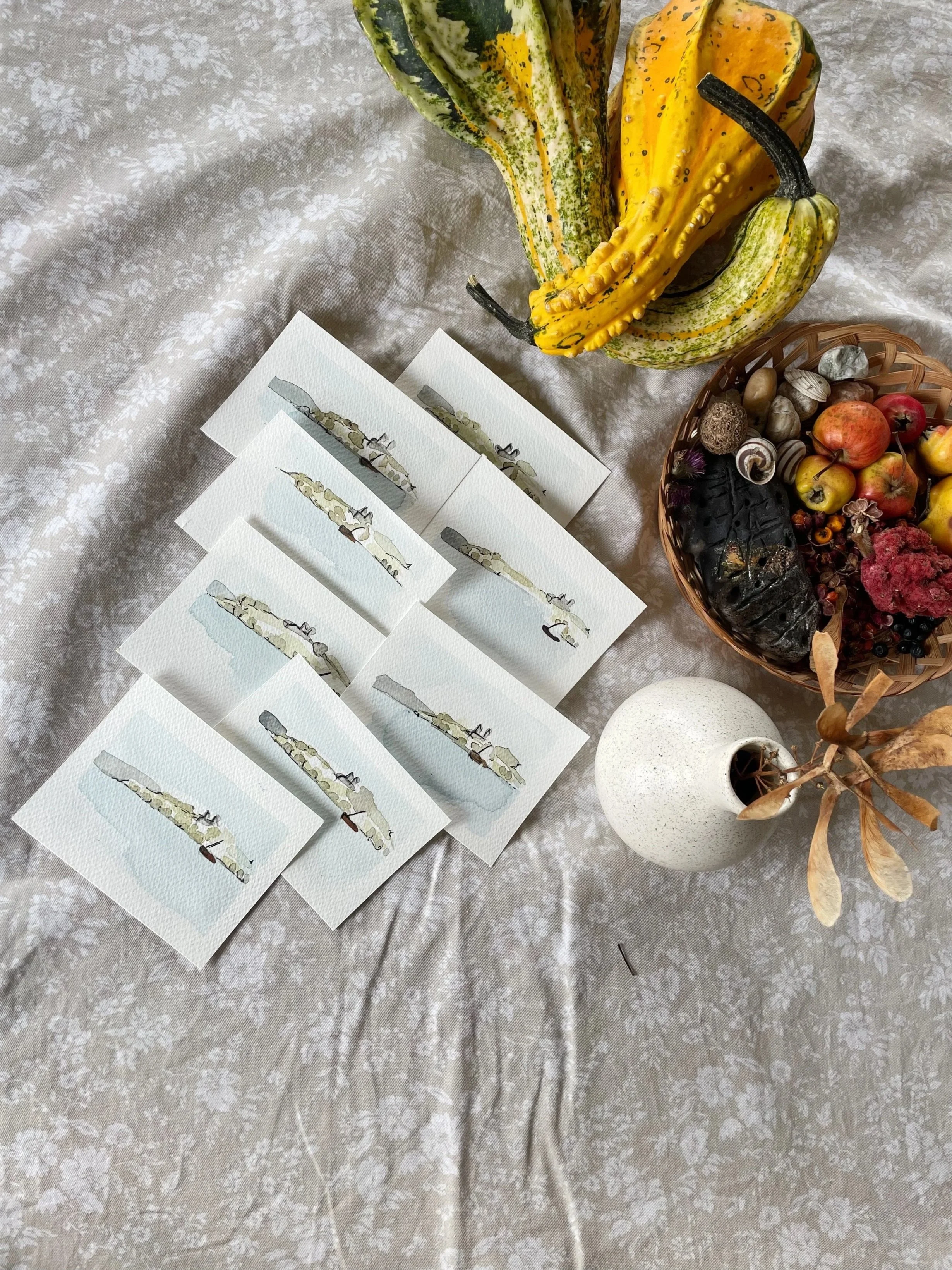 Balaton themed watercolour business cards for macsai.homes