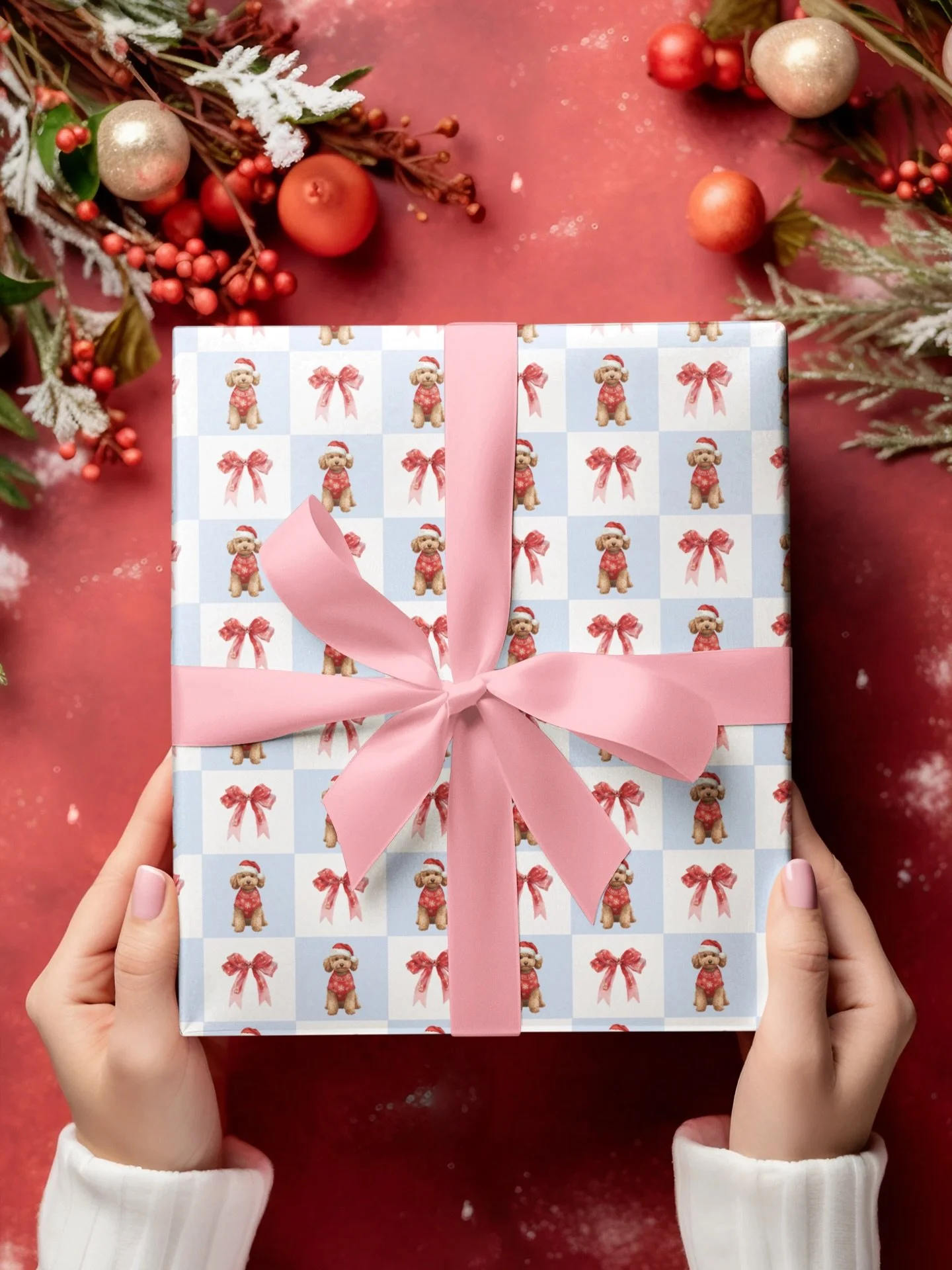 Mini doodles. Big holiday energy. 🎀✨
Red Bows &amp; Mini Doodles is here for the people whose dogs somehow become the entire personality of Christmas&hellip; and honestly we support it.

Plus we now have a whole dog wrapping collection, so consider 