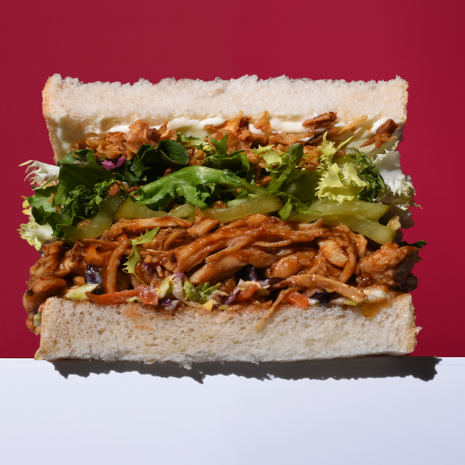 Tall stacked jerk chicken sandwich by Breadheads, Folkestone