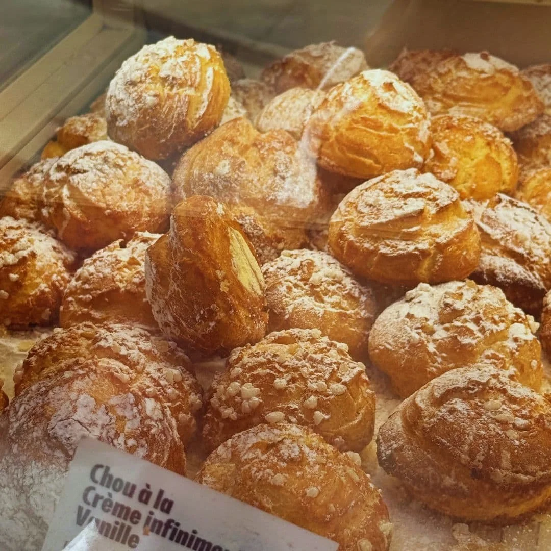 In Paris, cream puff (filled with vanilla cream) at Tranche bakery