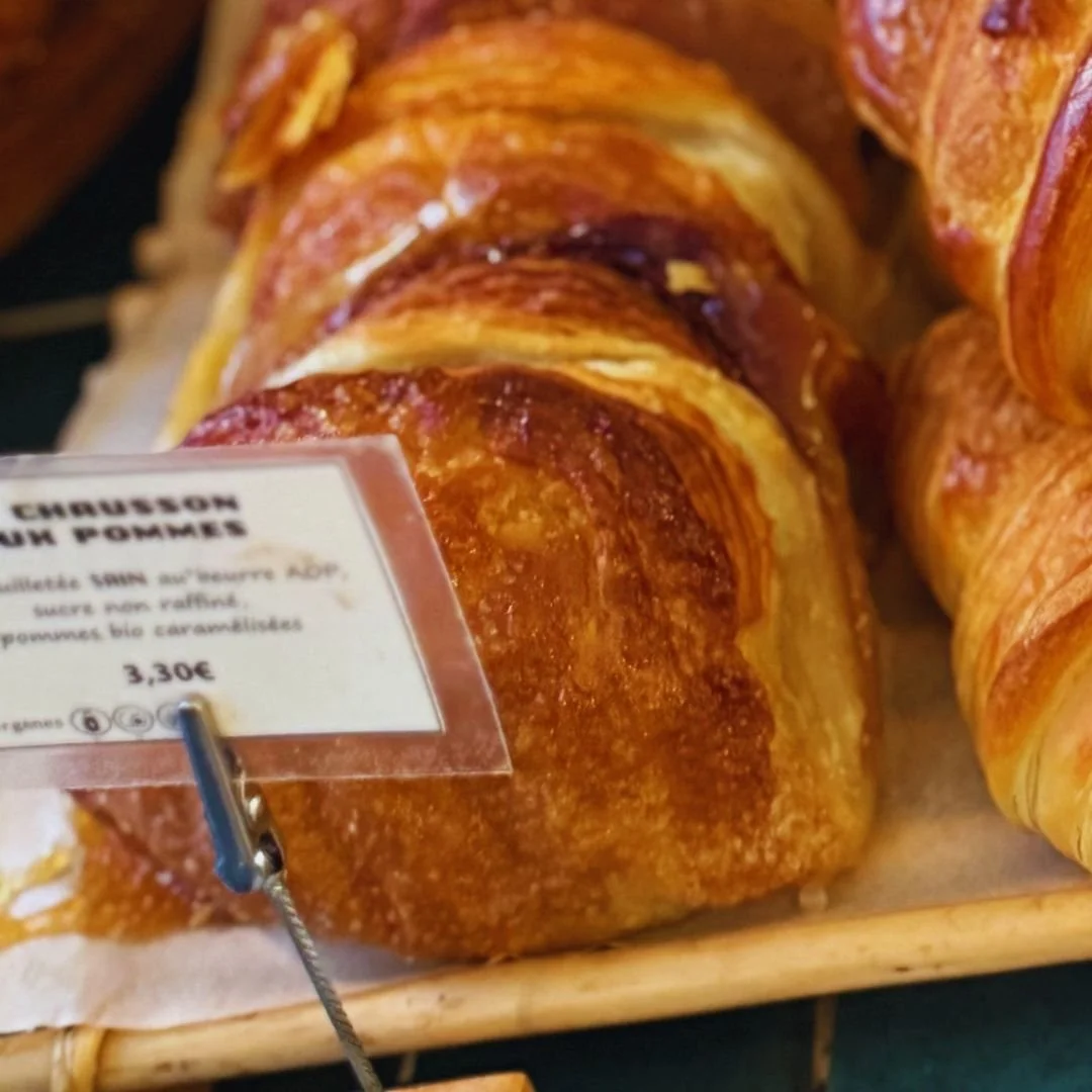 In Paris, an apple turnover (the best one) at Sain organic bakery