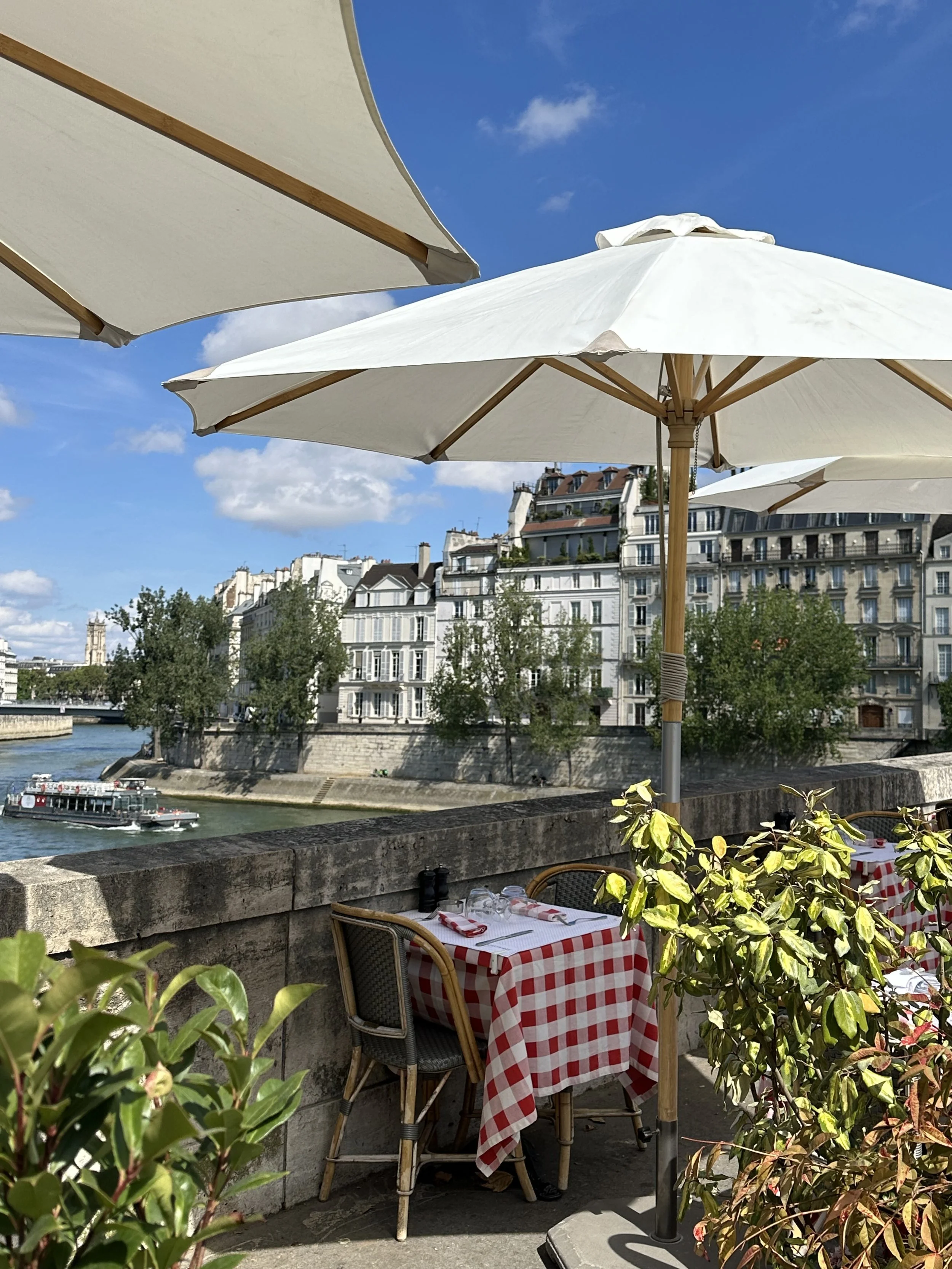 Paris restaurant along the river seine, bistro style