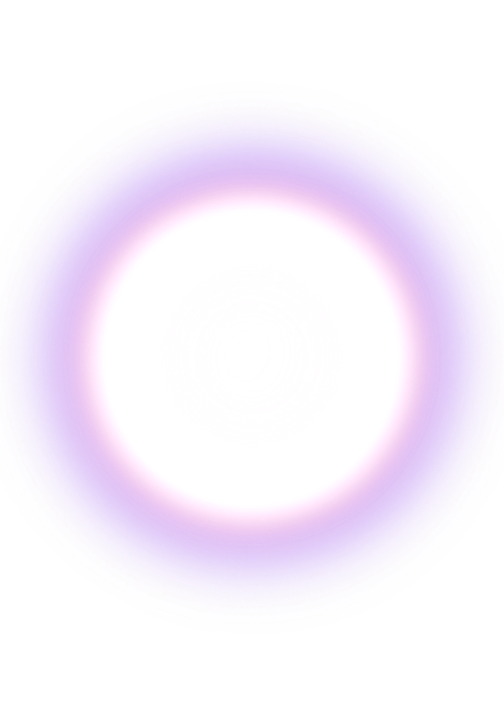 Abstract digital art with a circular glow effect in purple and white hues, stand for Oneness in the brand values of The Present