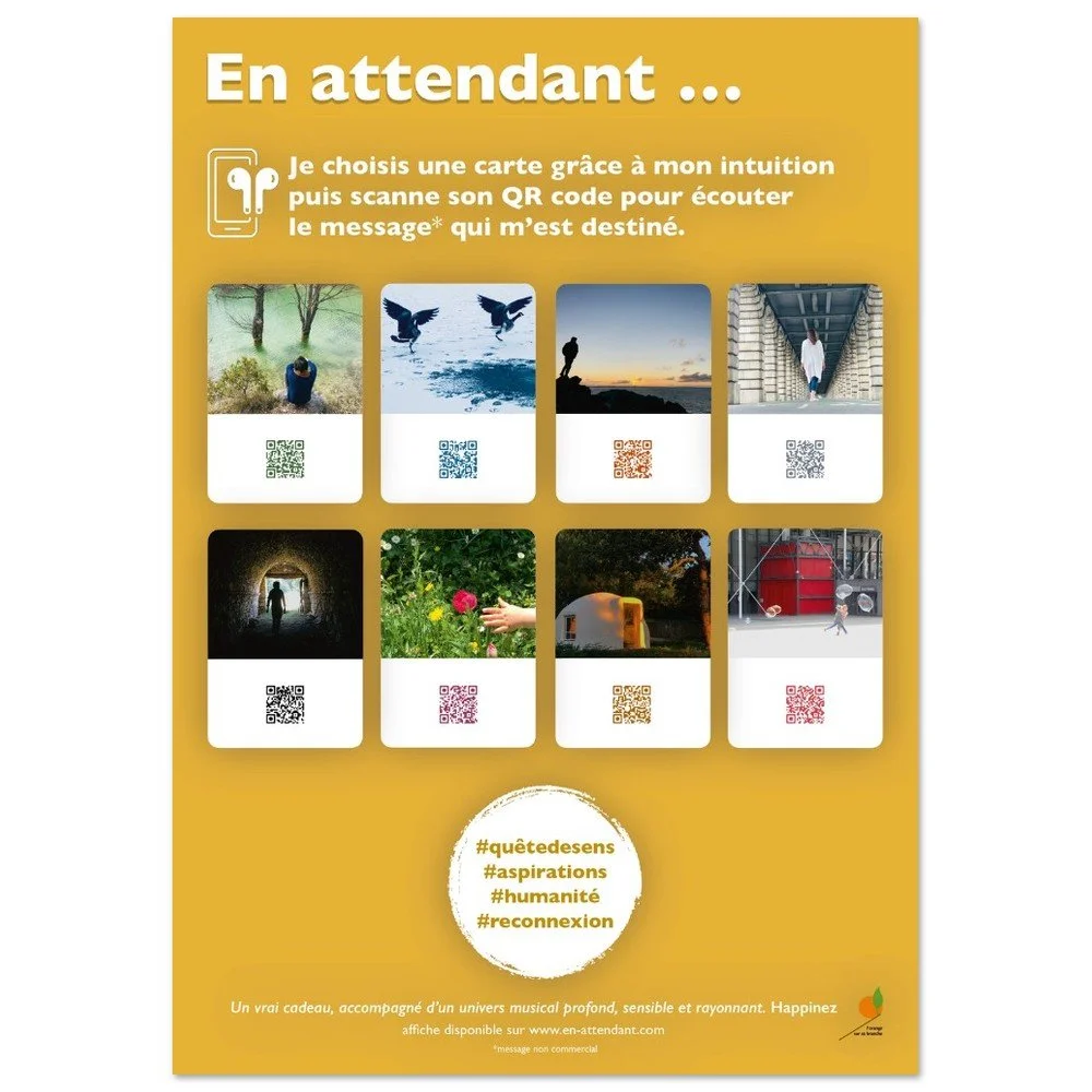 Affiche En attendant - jaune or