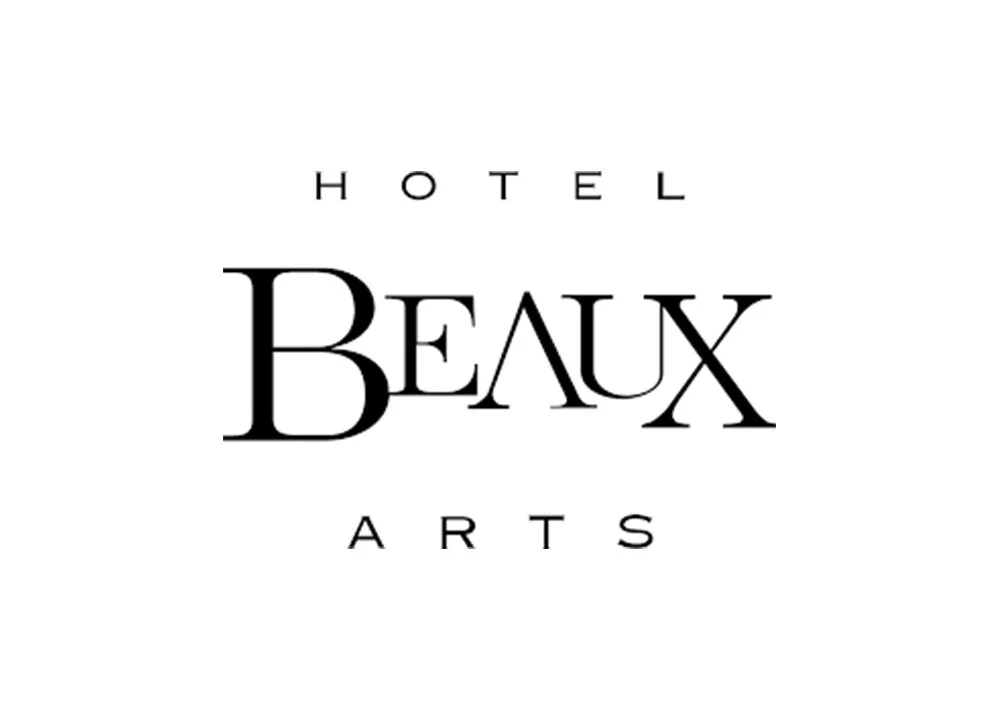 Logo for Hotel Beaux Arts with the words "HOTEL" and "ARTS" positioned above and below the large centered "BEAUX" in black text on a white background.