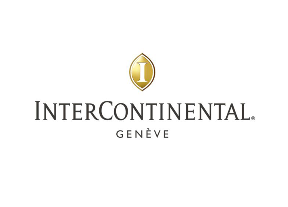 InterContinental Geneva logo with a gold and white emblem above the words 'InterContinental Genève' on a white background.