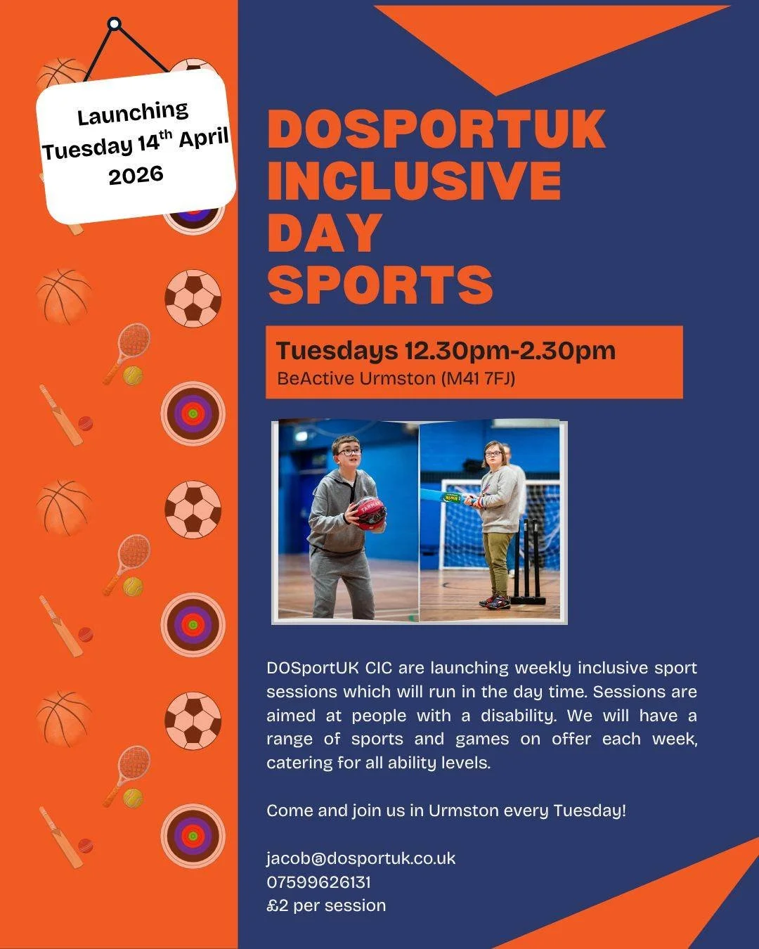 Something new to look forward to this April from @dosportuk 

We are happy to say that we are launching our brand new 'Day Sports' programme with the first session in #trafford 

Aimed at people with a disability, these sessions people can drop in, h