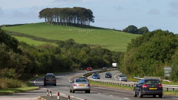 Nearly there trees on the hilltop by the A30 on the way to Cornwall