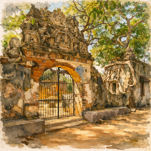 Watercolor painting of Naguleswaram Temple in Jaffna
