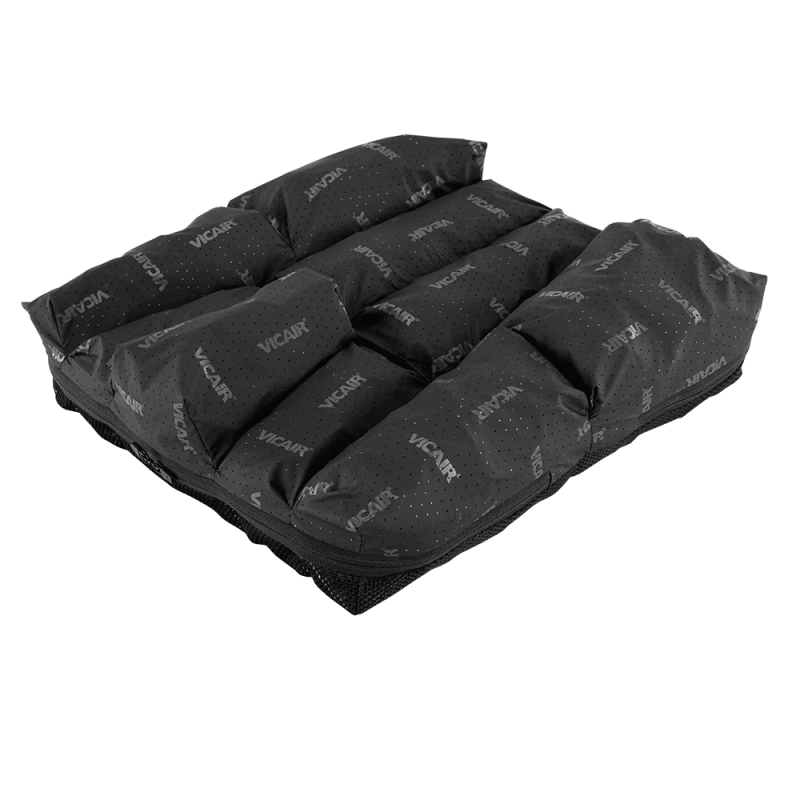 A black cushioned massage mat with the brand name VICAR printed repeatedly on it.