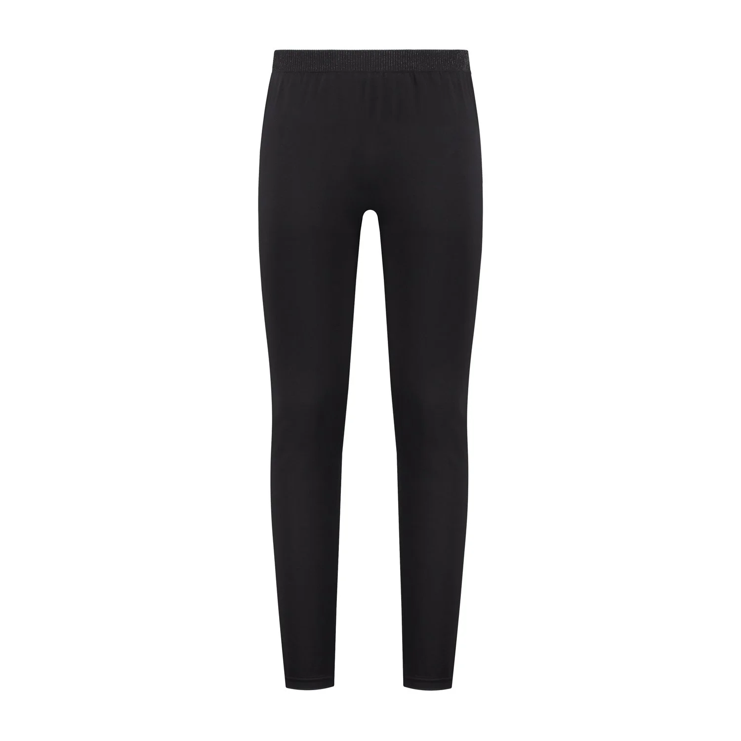 Black athletic leggings with elastic waistband