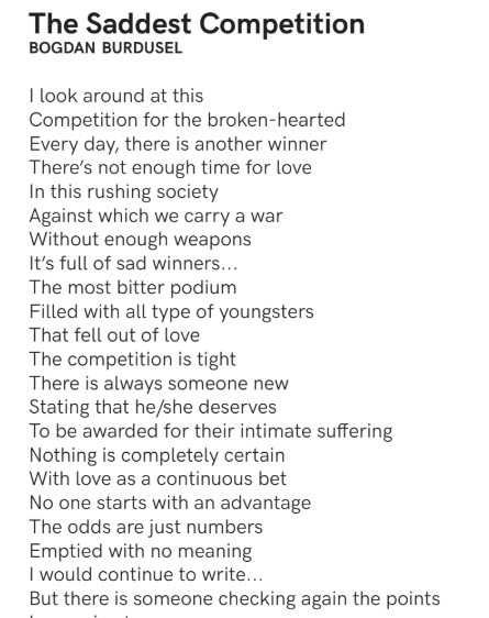 The Saddest Competition by Bogdan Burdusel