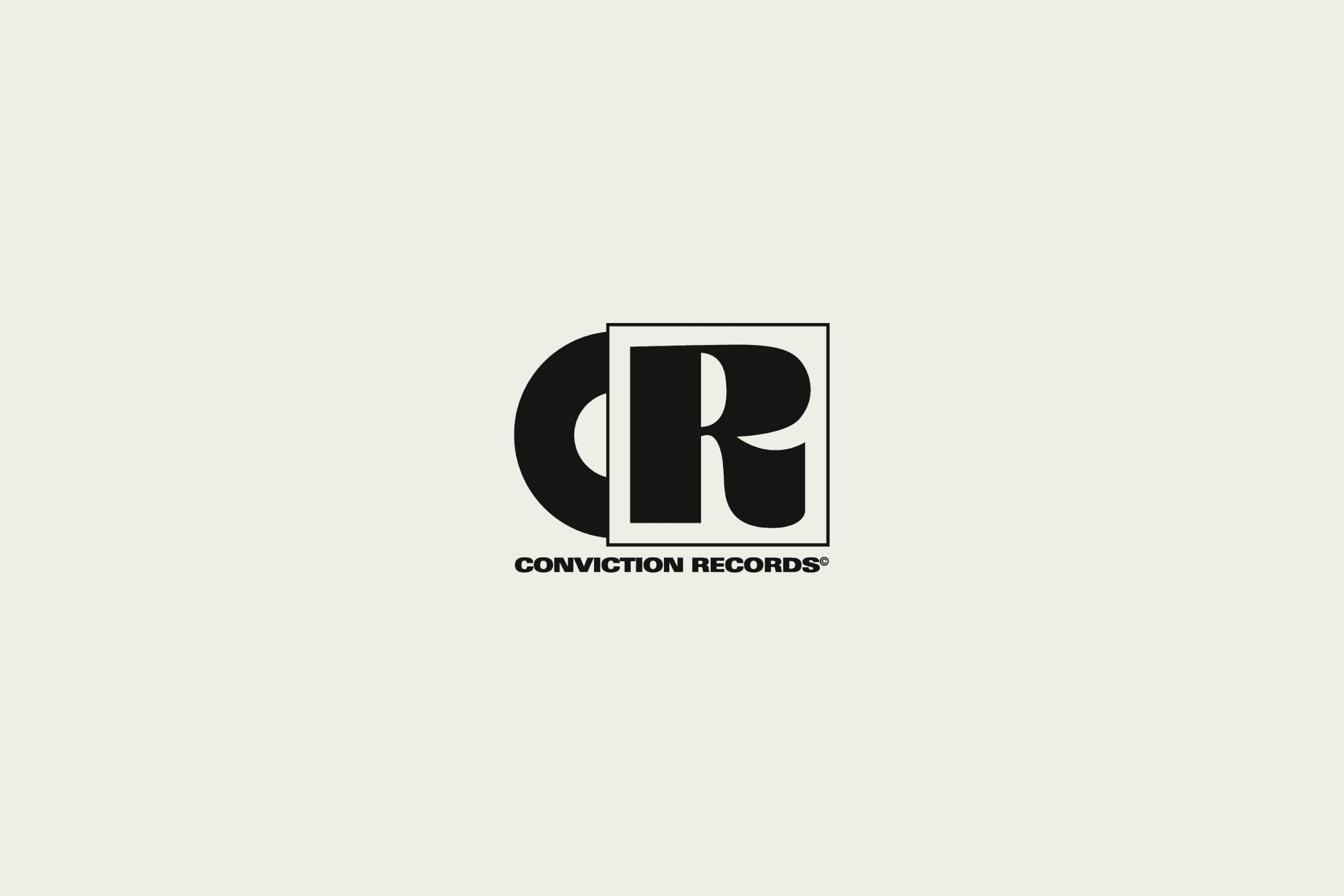 Conviction Records logo with a large 'C' and 'R' in black, enclosed in a square, with 'CONVICTION RECORDS' written below.