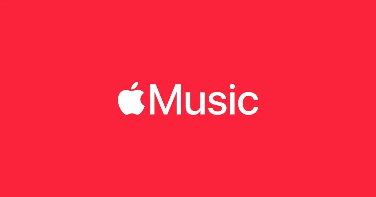 Apple Music Logo auf rotem Hintergrund