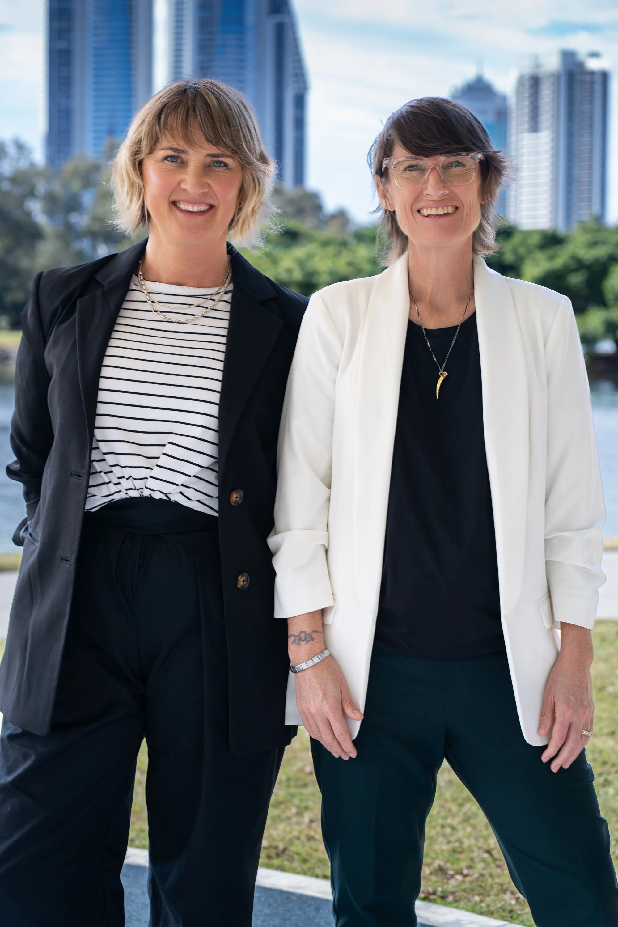 An outdoor portrait of Louise Hodgson and Nerida Groth