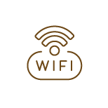 Icône de signal Wi-Fi avec un symbole de bouche et le texte Wi-Fi