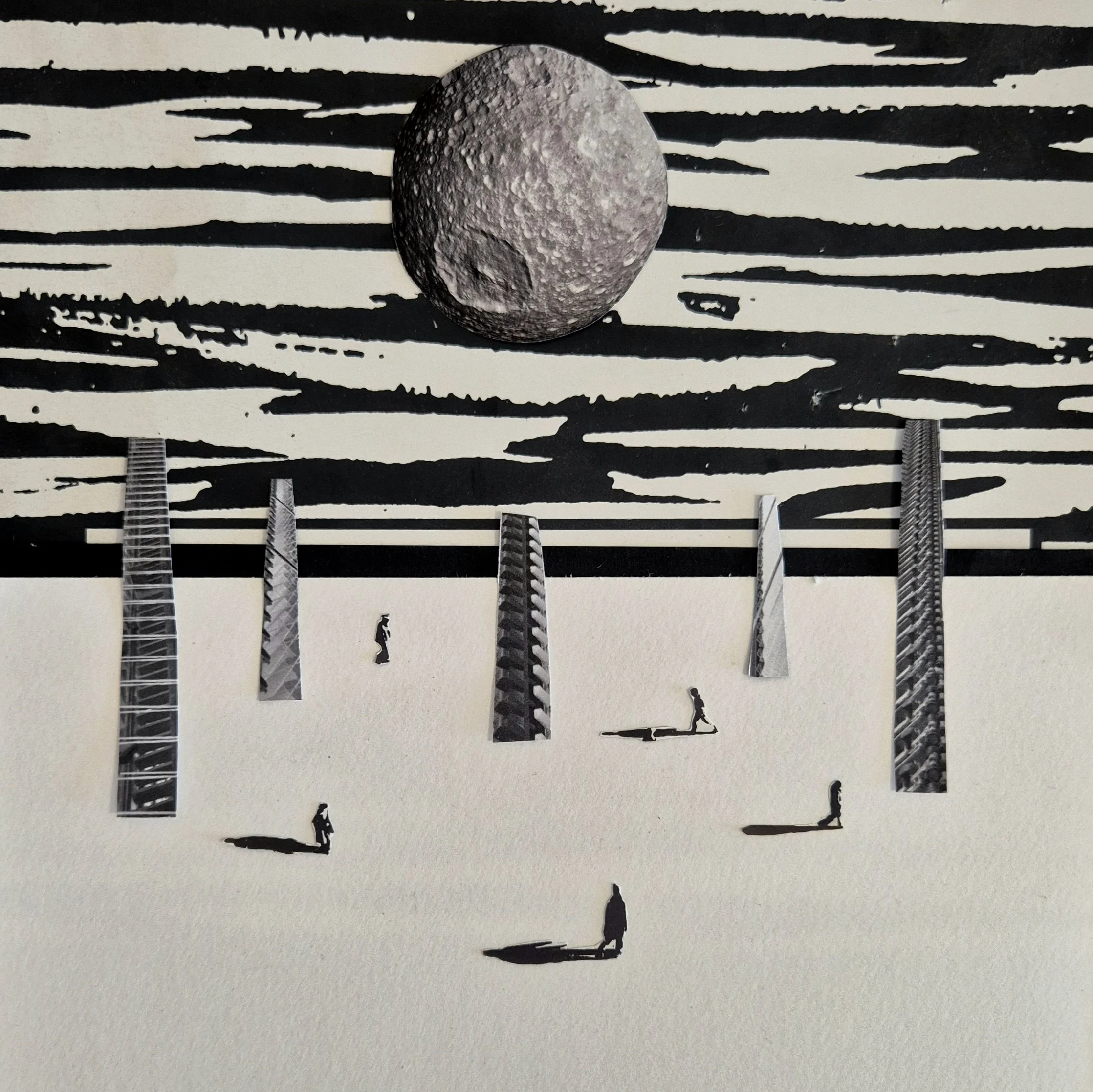 "Lonely people" collage print