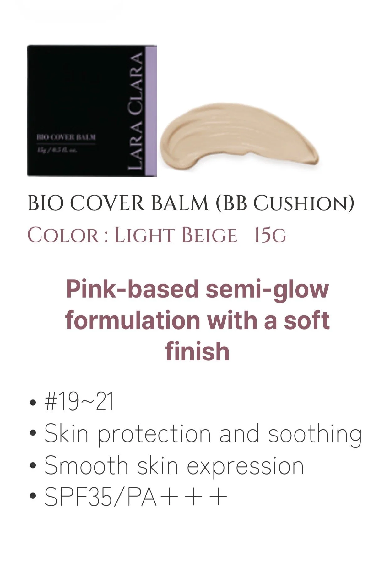 Lara Clara Bio Cover Balm BB Cushion - Light Beige