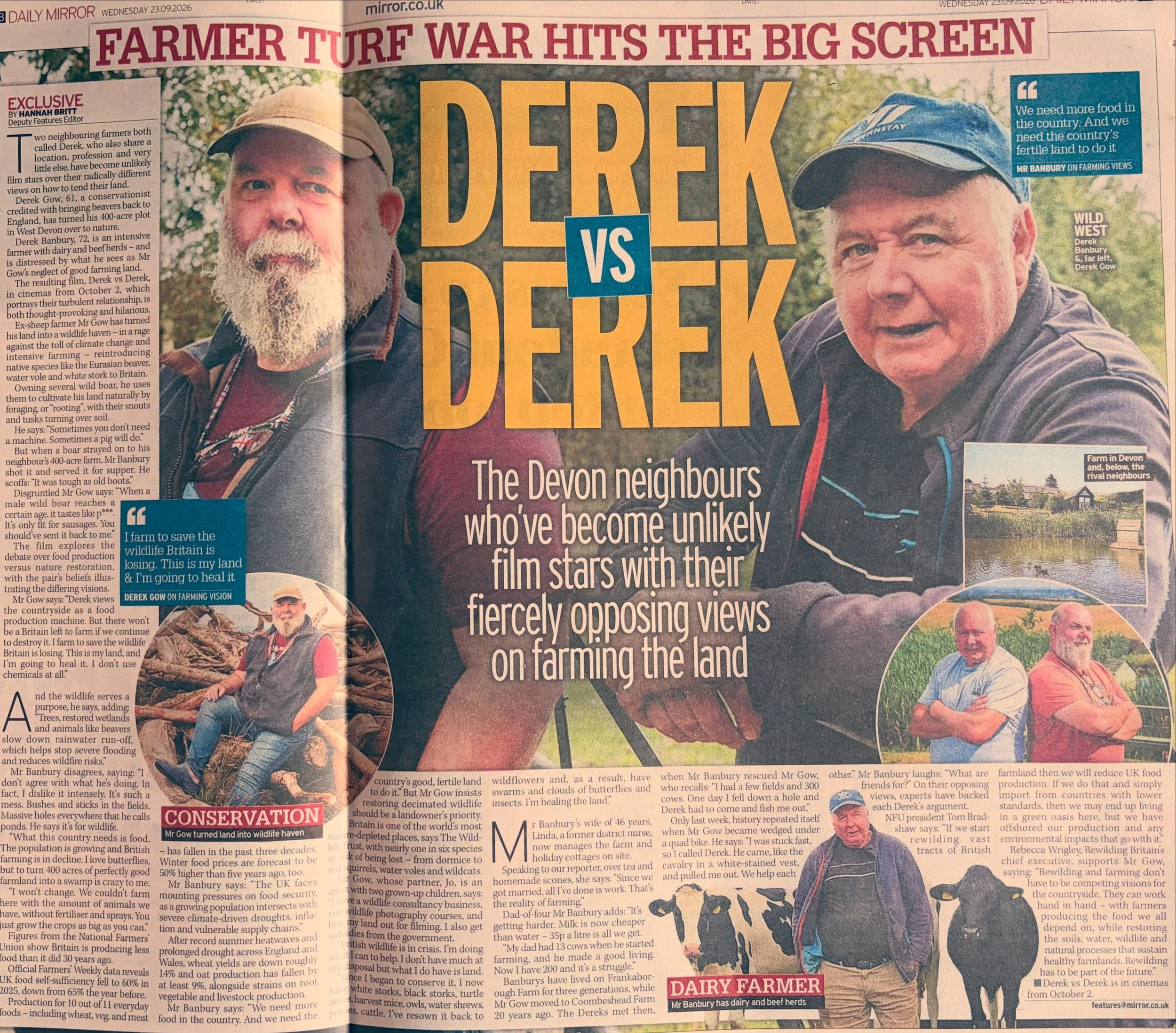 🗞️ We&rsquo;re in today&rsquo;s Mirror! 🗞️ 

&ldquo;Thought-provoking and hilarious&rdquo; @dailymirror 

Have you seen the Derek vs Derek yet? What did you think? 🚜🦫

🍿 In cinemas from 02 October 2026
derekvsderek.com/cinemalistings (link in ou