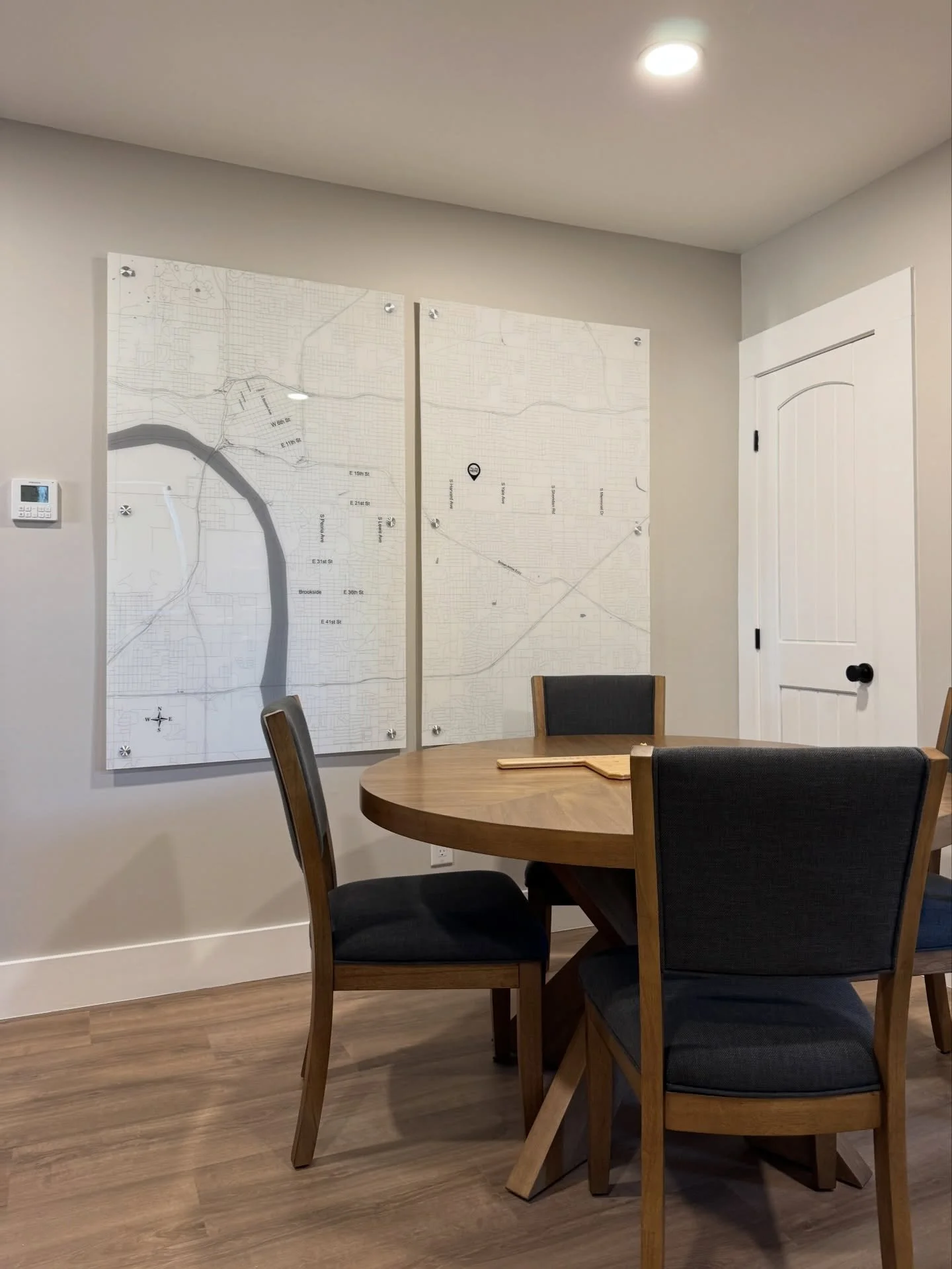 Finished up Phase 1 of a map installation of the greater Tulsa area for an Airbnb. The artwork was designed by @413.signs, printed using a second-surface method, and installed using standoffs. 

Very excited with how this turned out and looking forwa