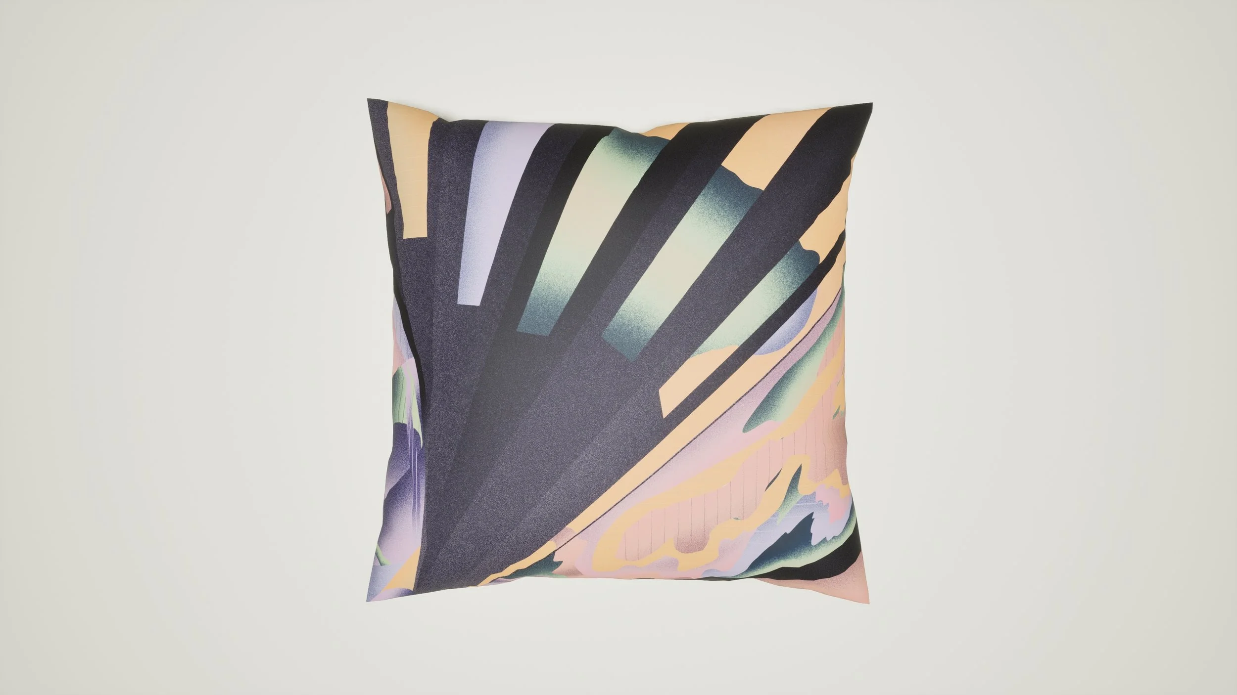 Decorative pillow featuring the Serenity Chromatic pattern – premium textile artwork by AGRUUM.