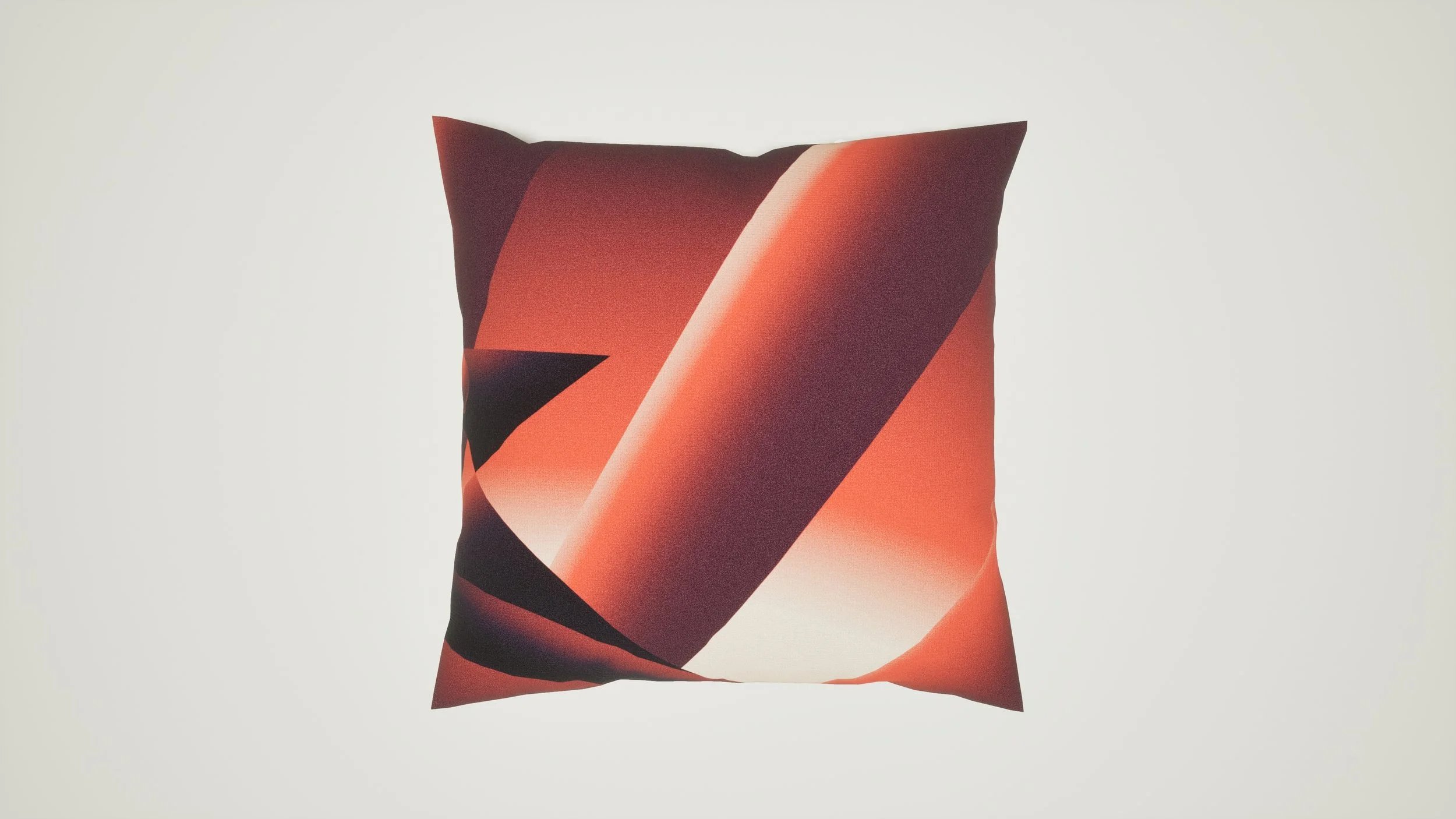 Decorative pillow in deep red tones featuring a structured geometric composition from AGRUUM contemporary constructivist-inspired collection