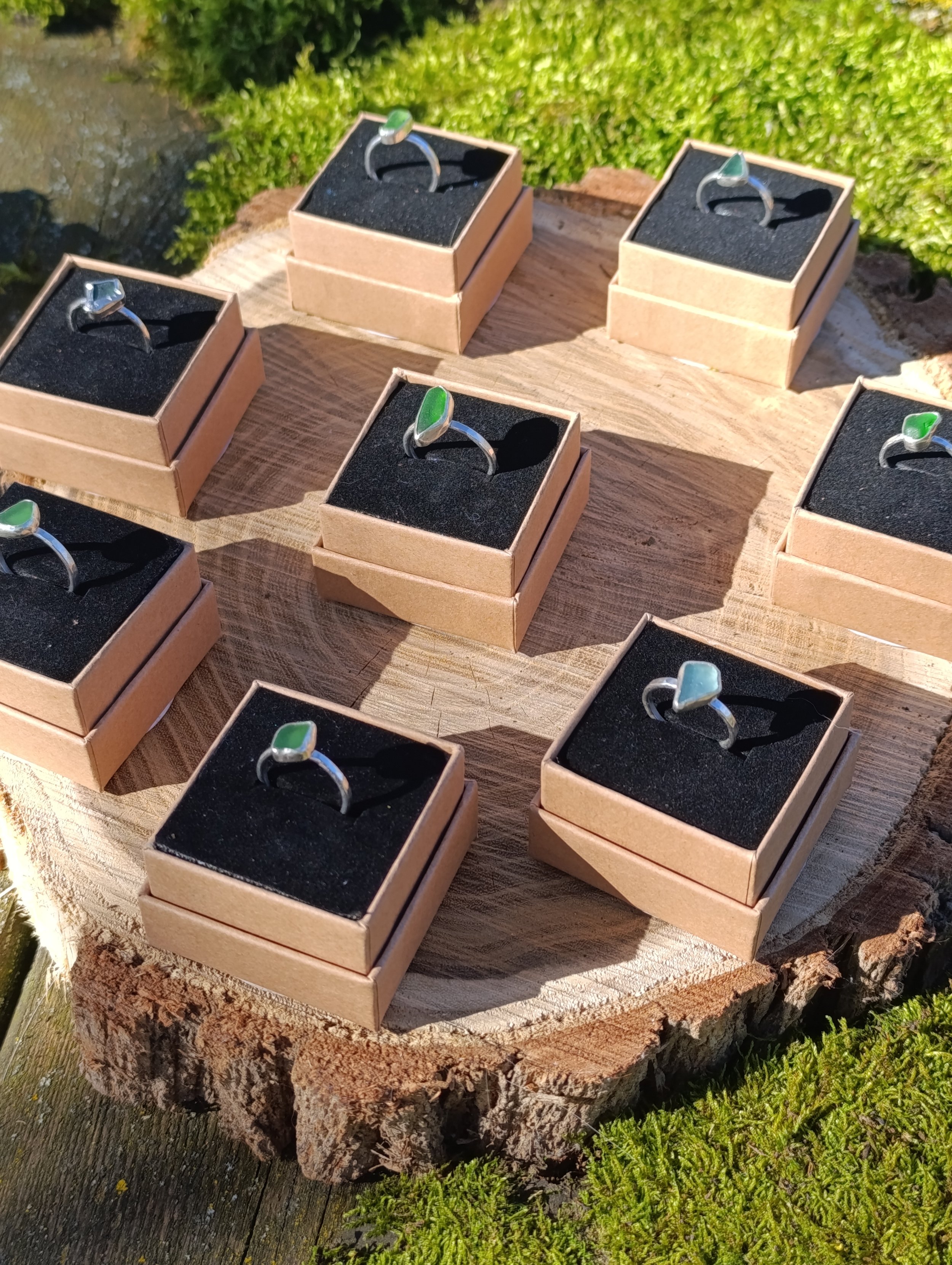 Seaglass and Silver Rings