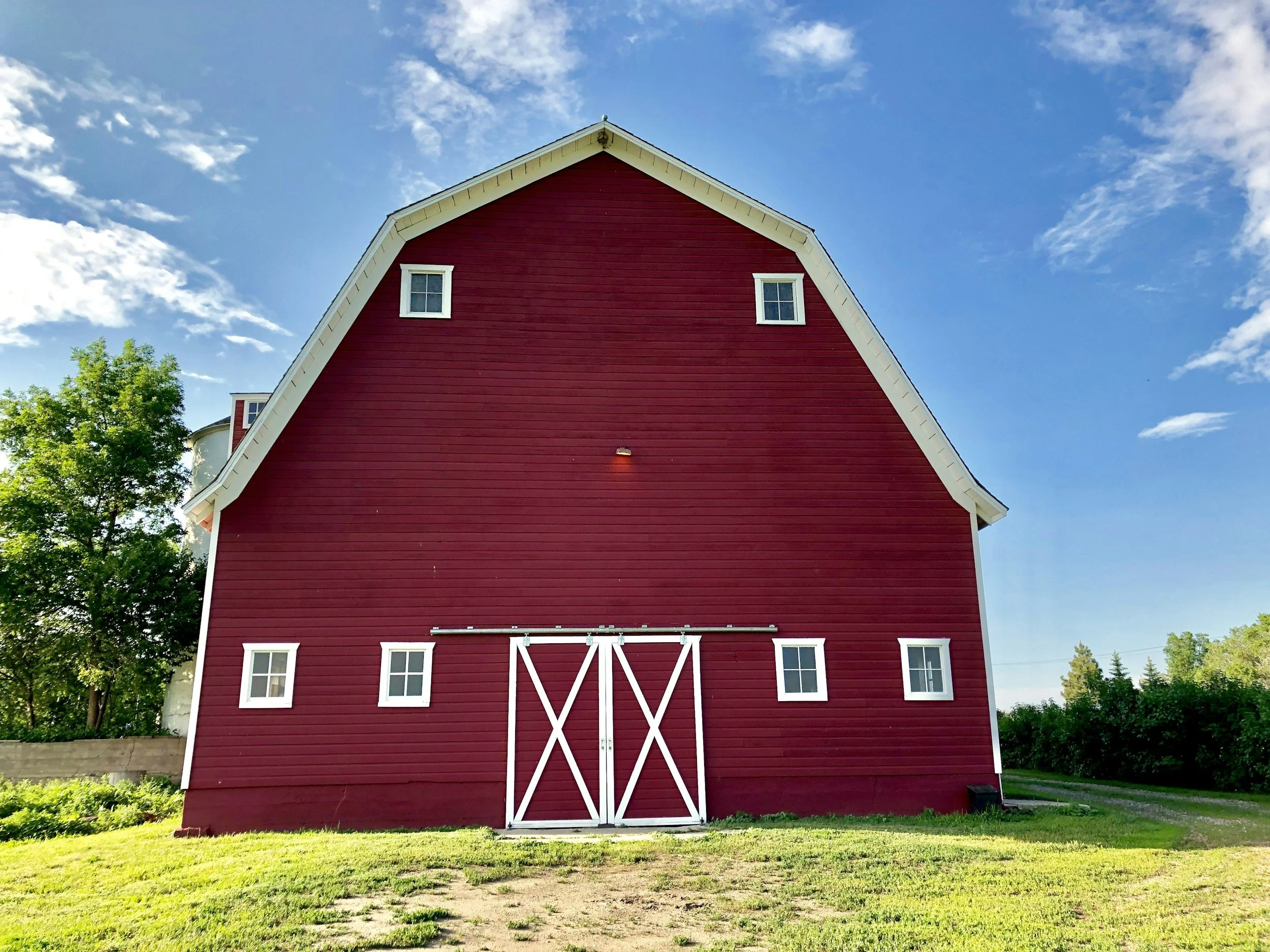 exterior of red barn house