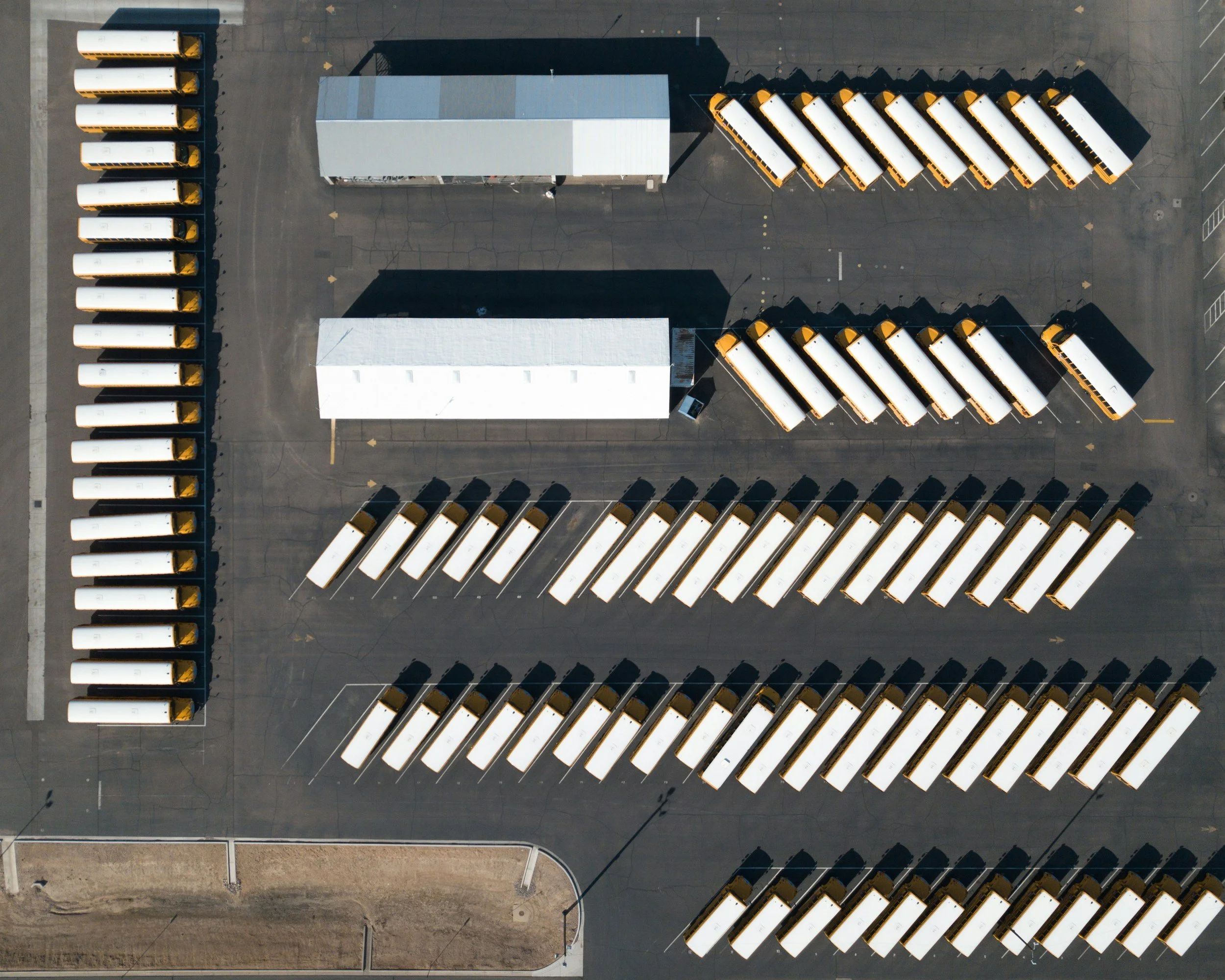 Ariel shot of truck fleet