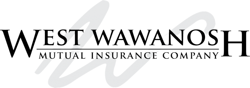 Logo for West Wawanosh Mutual Insurance Company with stylized 'WW' in the background.