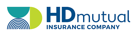 Logo for HD Mutual Insurance Company with a teal circular emblem and blue text