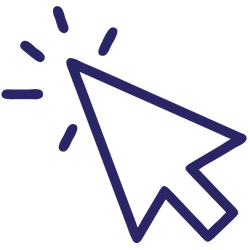 Illustration of a computer cursor clicking, with a sparkle effect.