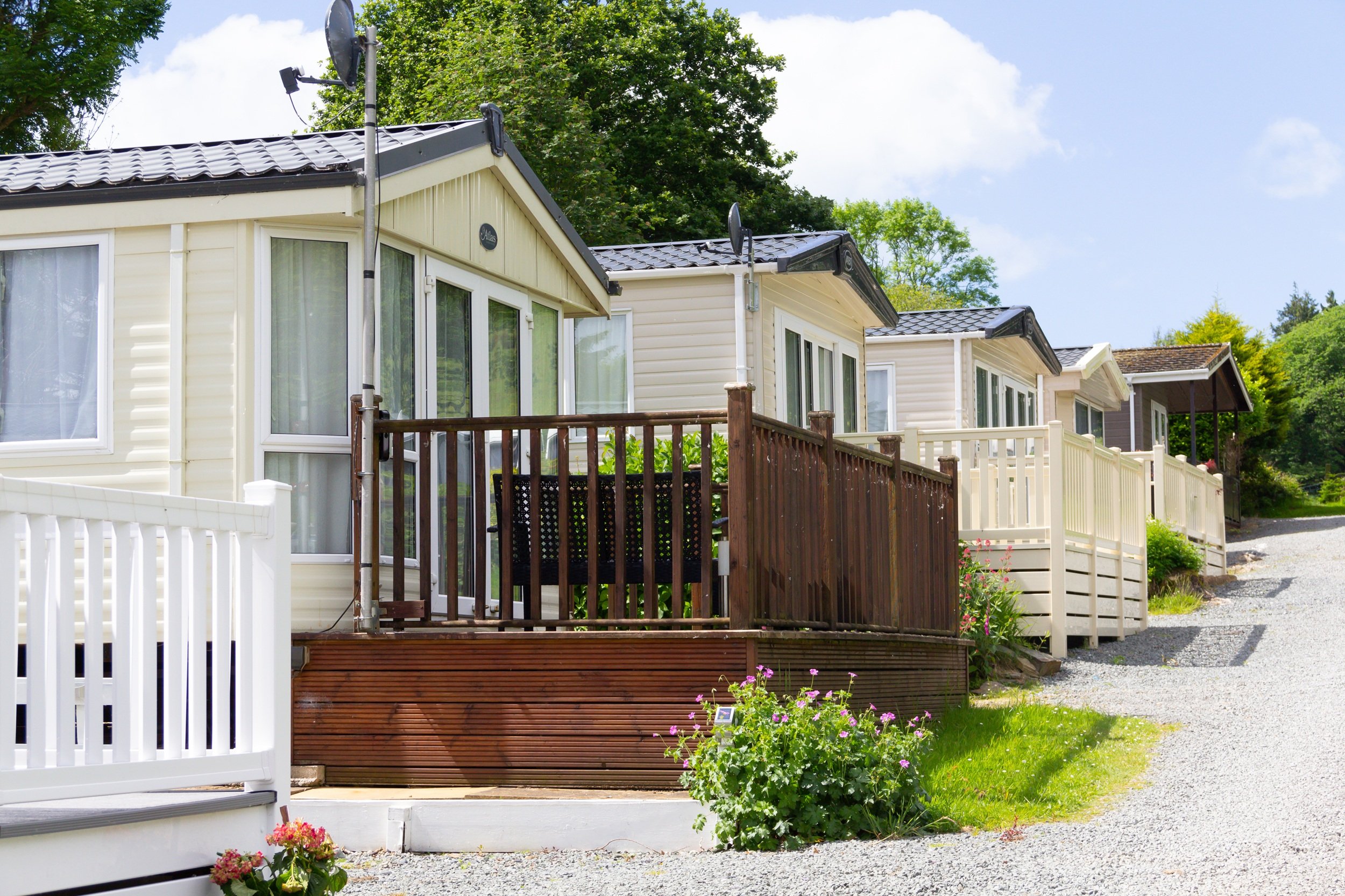 exterior row of mobile homes