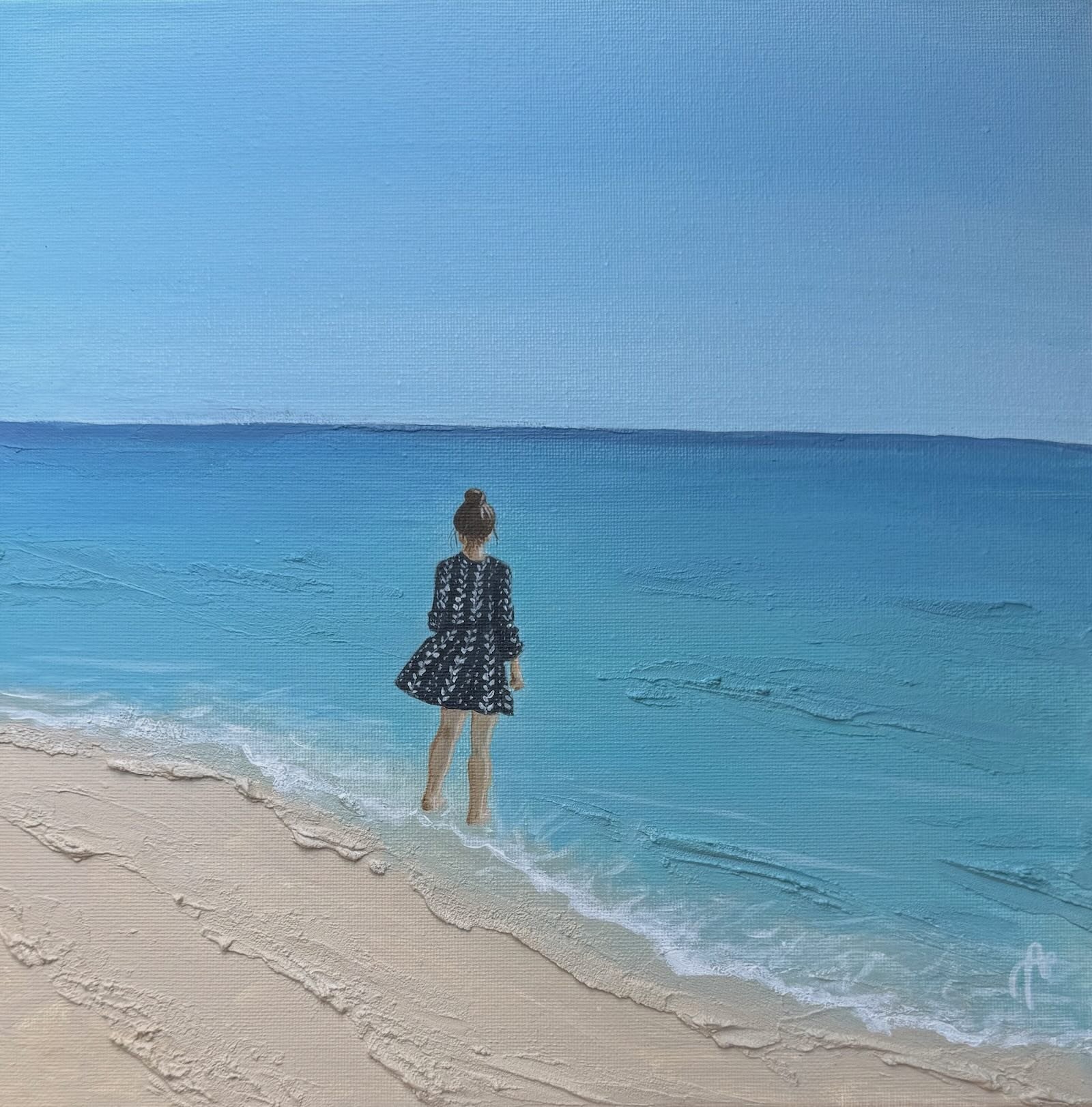 Mädchen am Meer - 30 cm x 30 cm - verkauft