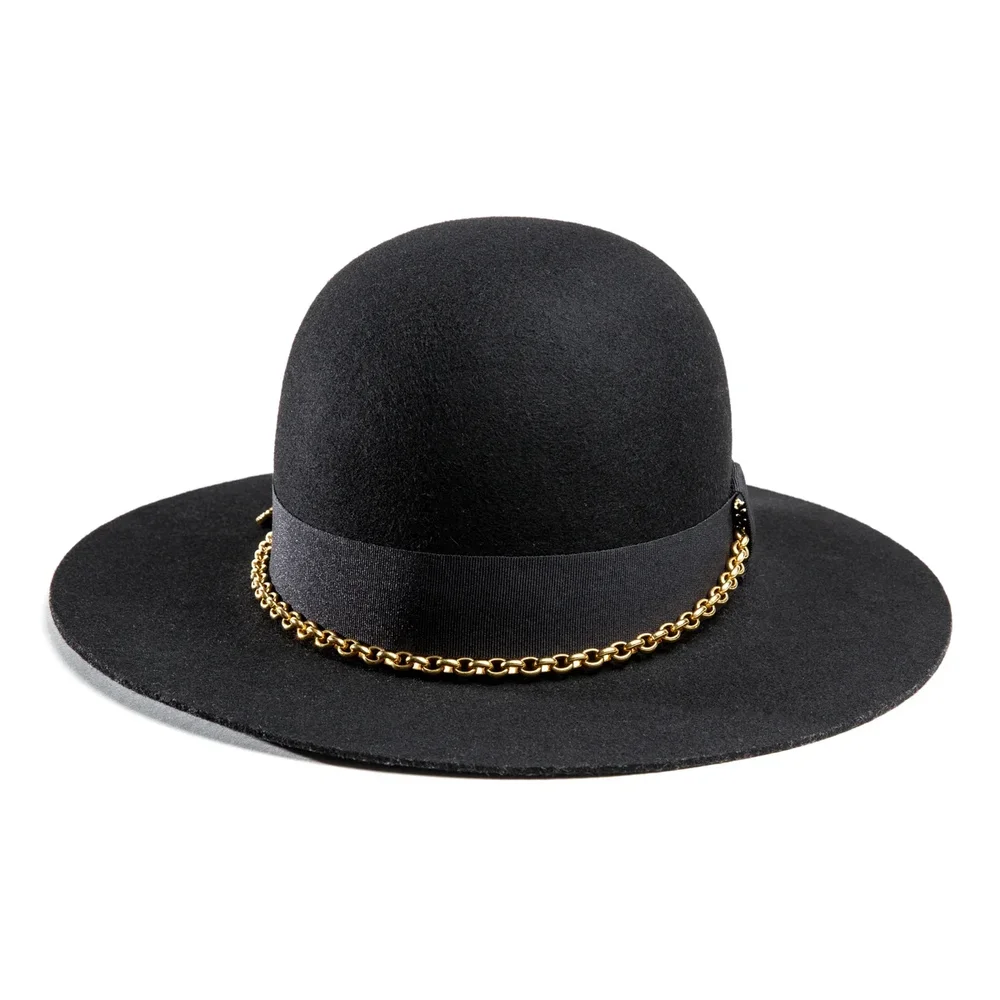 Chain Detailed Fall Winter Hat - black ( more colors available Black cowboy hat by SoonNoon – SoonNoon Hats main image 3