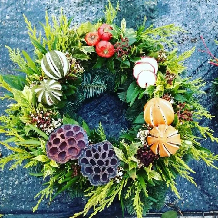 A wreath from Capel Cottage Nursery
