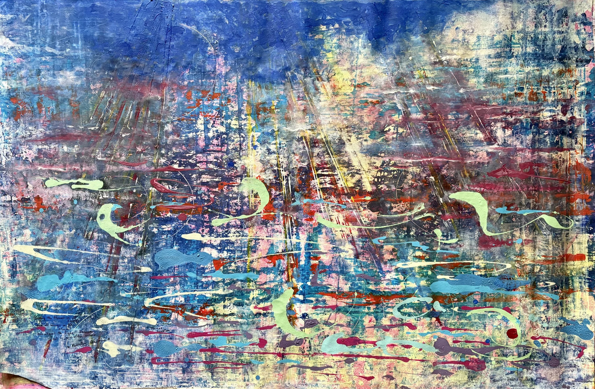 "Seeing the atman in all beings and all beings in the atman one attains the highest Braman not by any other means" Kailava Upanishad 100cm x 150