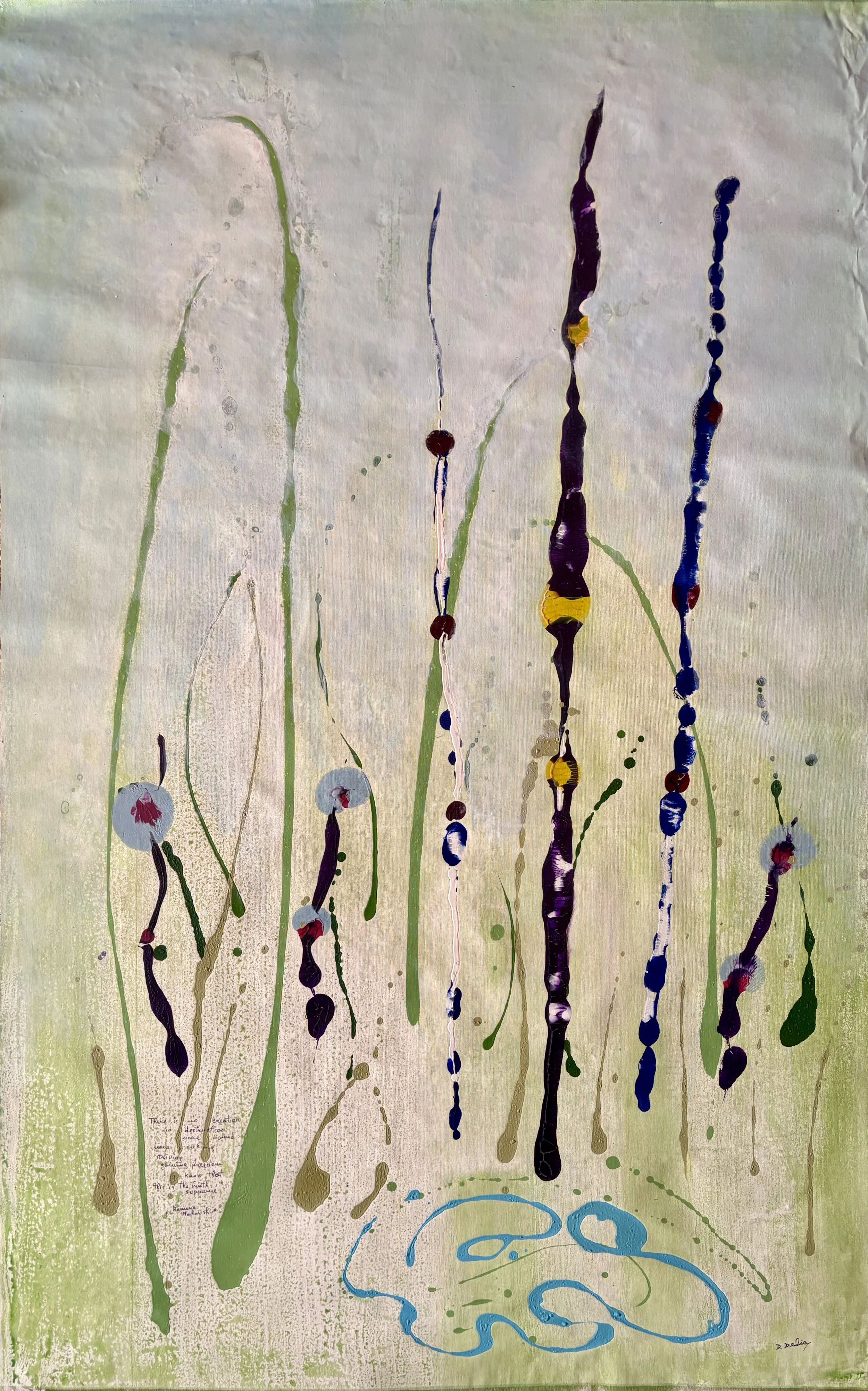 "There is no creation - no destruction - none bound - none seeking - striving - gaining freedom - know that, this is the truth supreme" Ramana Maharishi 156cm x 100