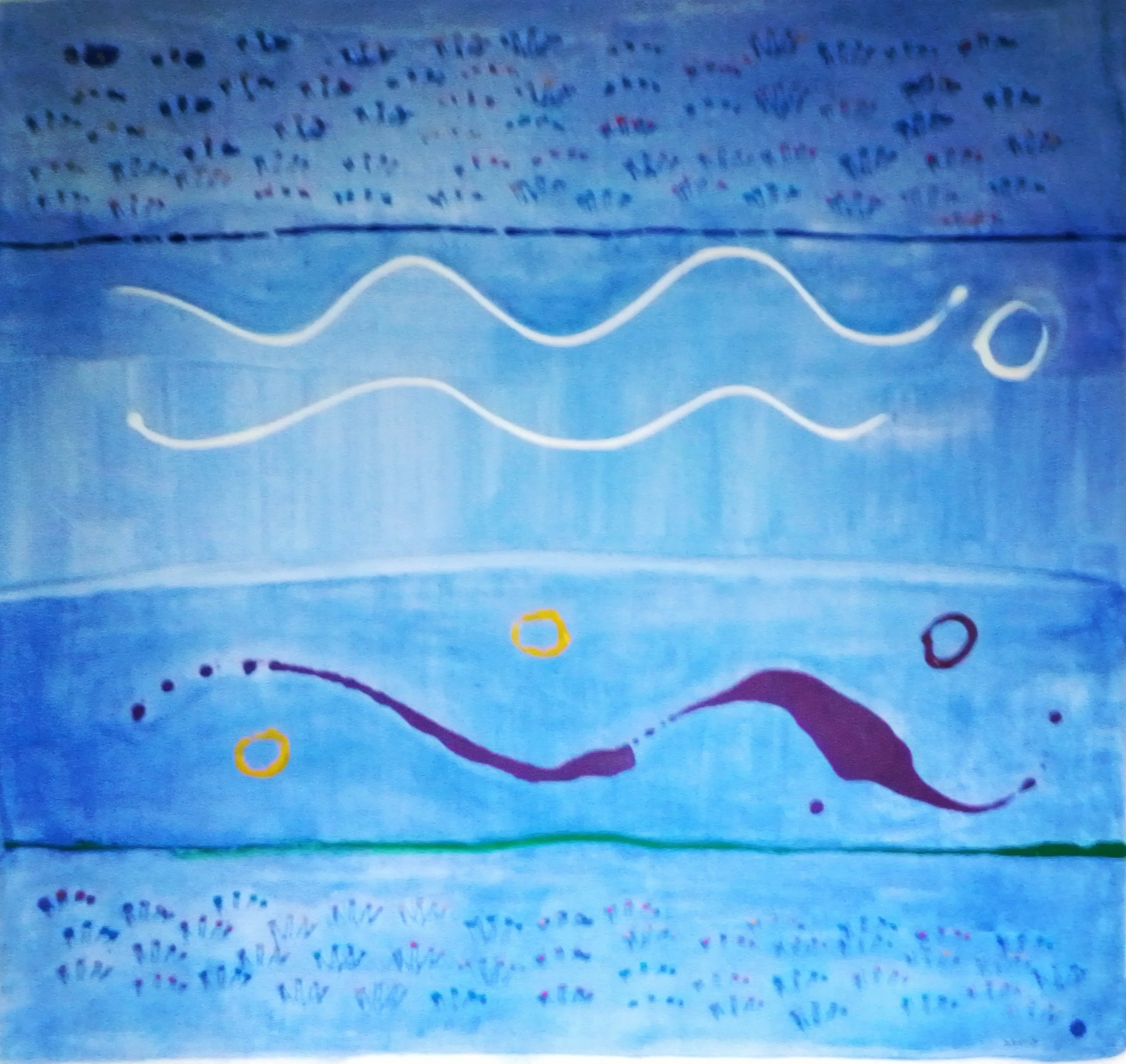 Land and river- 86 ×83 cm acrylic on canvas