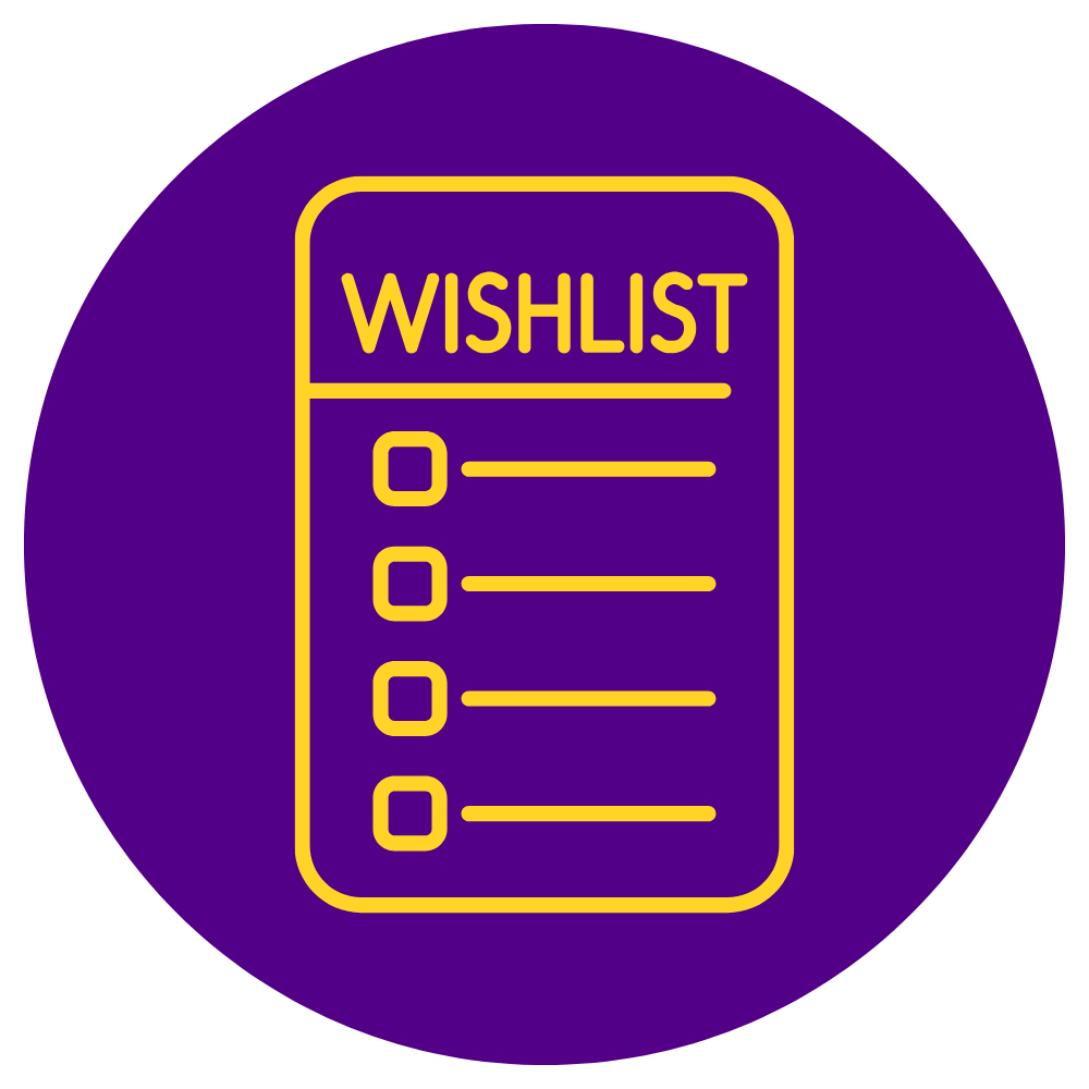 A gold outlined wishlist icon