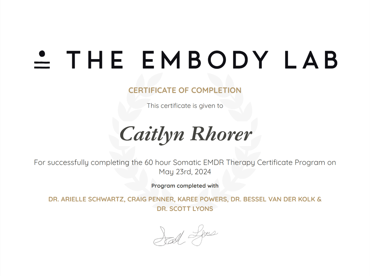 Caitlyn Rhorer somatic EMDR certified therapist