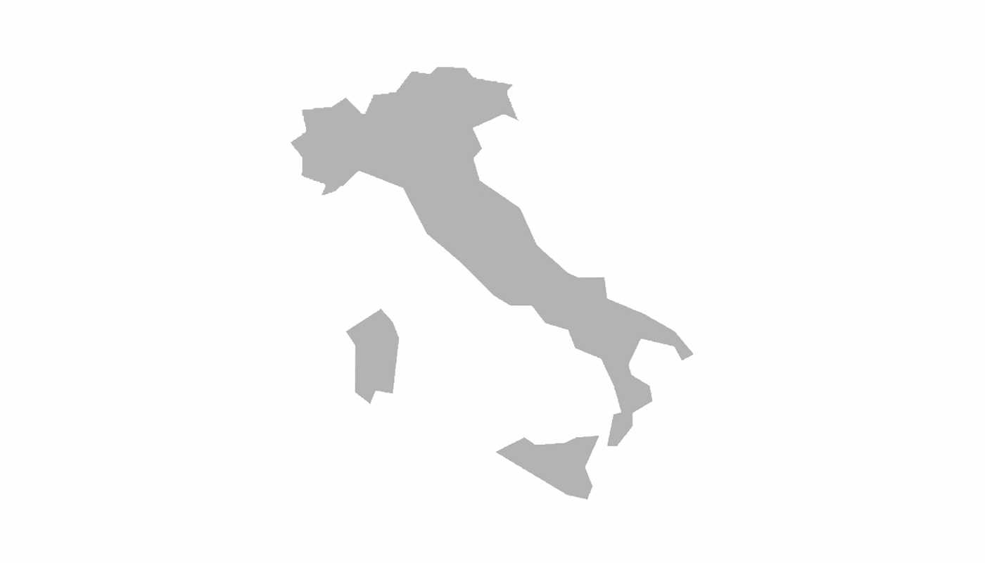 Gray silhouette map of Italy with its islands.
