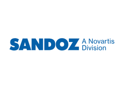 Logo der SANDOZ Division von Novartis in Blau
