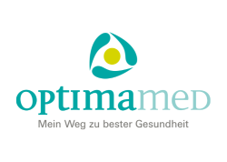 Optima Med Logo mit Slogan 'Mein Weg zu bester Gesundheit'