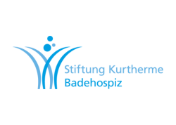 Logo der Stiftung Kurtherme Badehospital mit blauen stilisierten Wasserwellen und Menschenfiguren