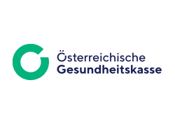 Logo der Österreichischen Gesundheitskasse mit grünem Kreis und blauem Text.