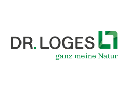 Logo mit Text 'DR. LOGES' und dem Slogan 'ganz meine Natur' mit grünem Symbol