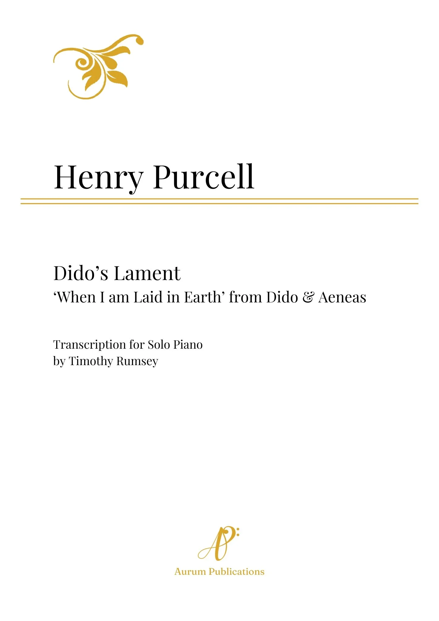 Dido's Lament by Henry Purcell - Digital Download