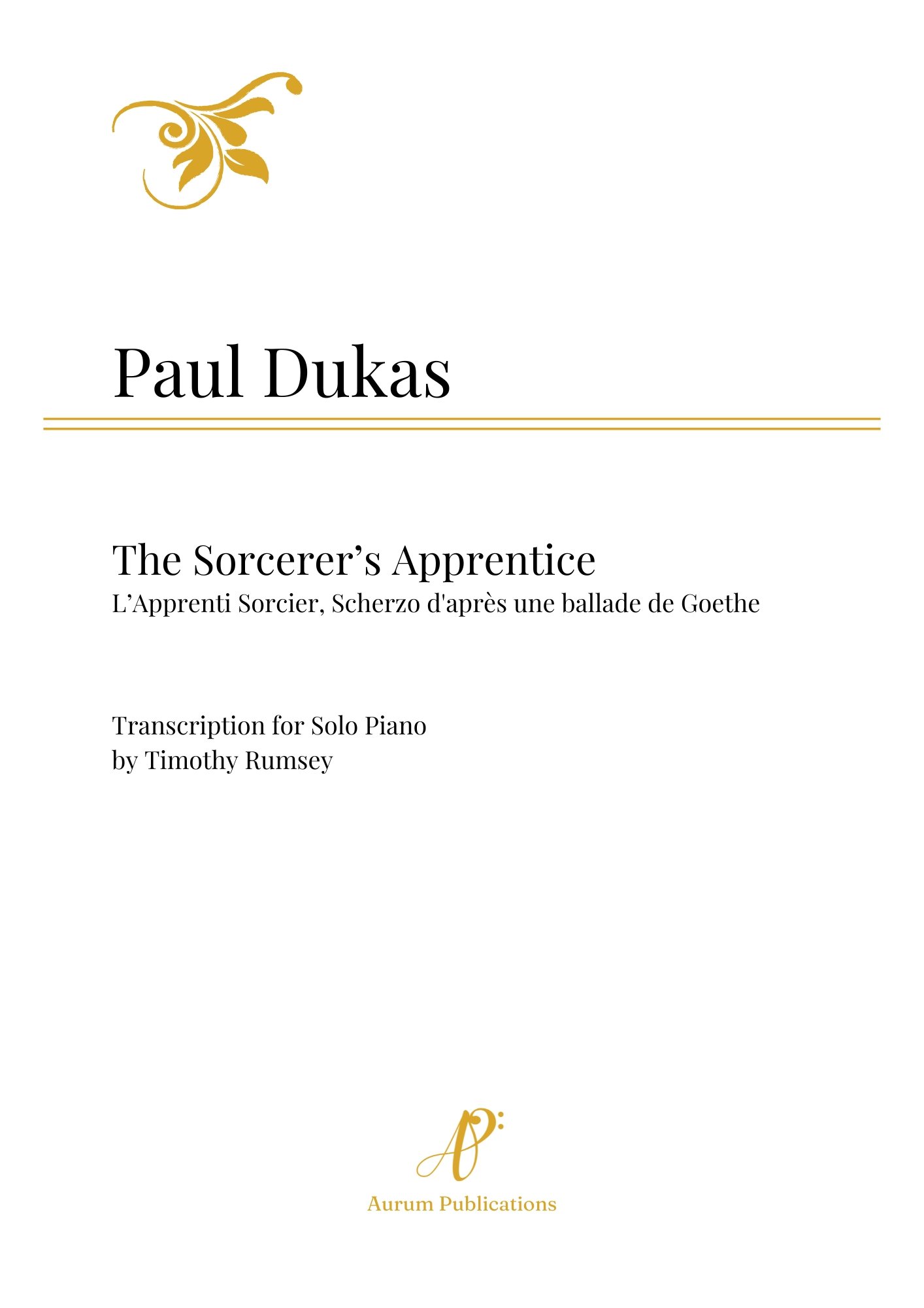 The Sorcerer's Apprentice by Paul Dukas - Printed Score