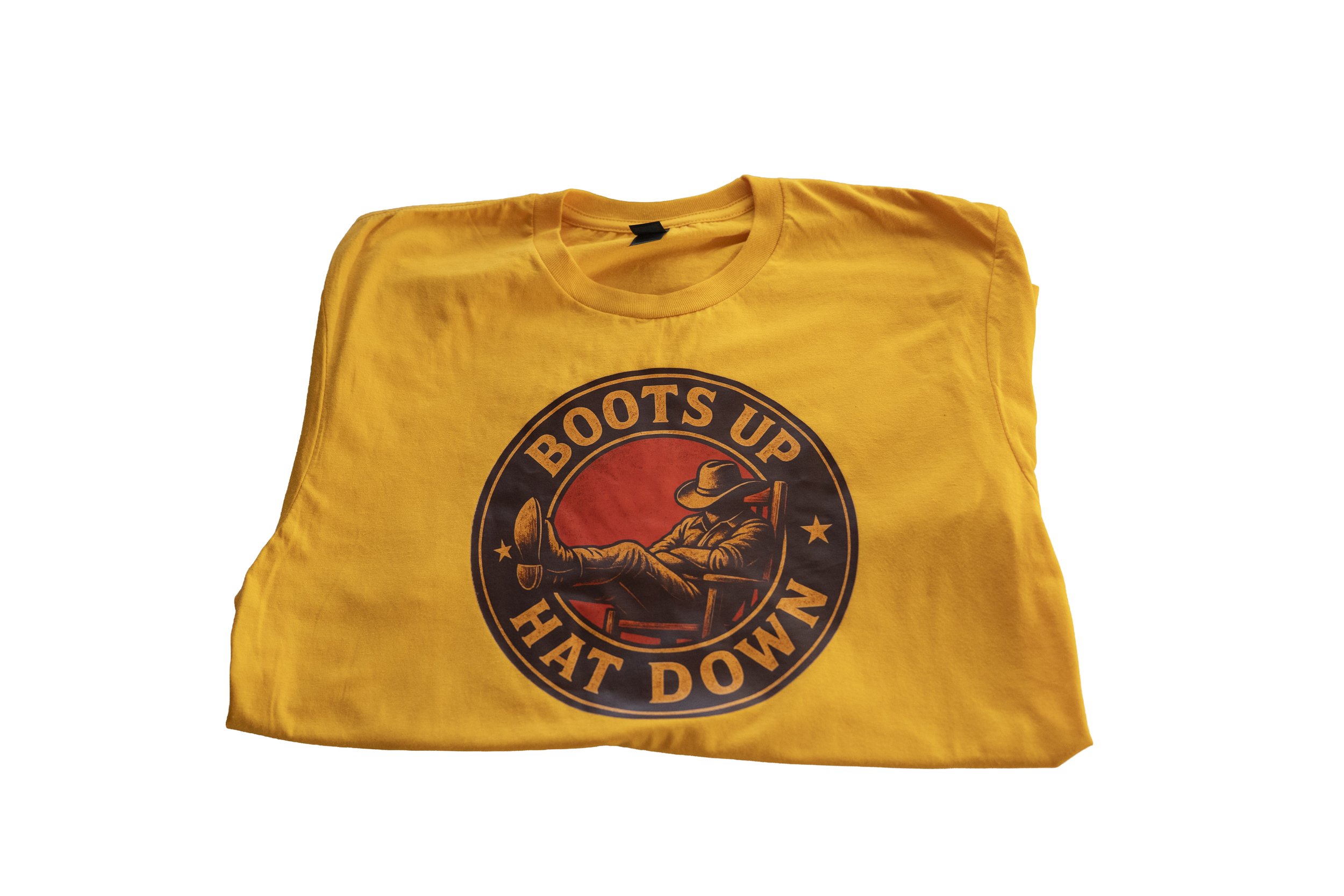 Boots Up, Hat Down – Core Logo T-Shirt Gold